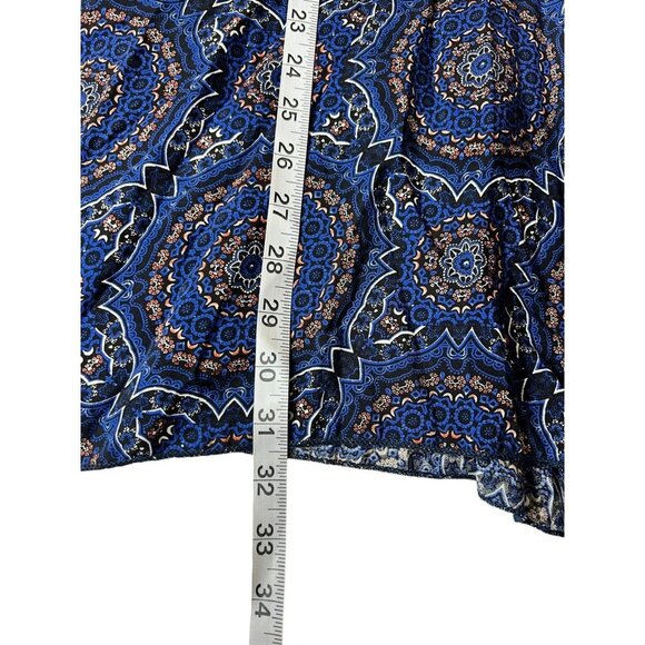 Paisley Vine Women's Navy Mustard Scoop Neck 3/4 Bell Sleeve Tunic Dress - Picture 6 of 6